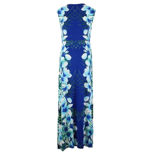 Apt 9 Dress $50 Sz XL Blue Multi Color Floral Knit Maxi Rayon Spandex Dress - Picture 8 of 16